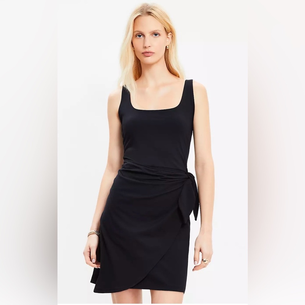 Loft Black Sarong Wrap Mini Dress